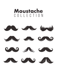 Moustache Collection Set – Vintage Retro Facial Hair Silhouettes on White Background

