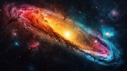 Obraz premium Stunning view of a vibrant galaxy with swirling colors and bright stars in space