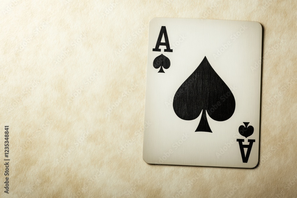 Aufkleber Playing card showing ace of spades on a textured surface in warm lighting. Generative AI