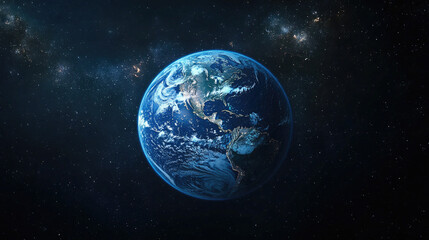 Glowing Digital Earth with Illuminated Network on a Dark Background