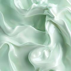 Fototapeta premium Flowing sage green silk fabric with smooth texture and highlights