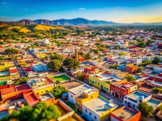 Naklejka premium Sinaloa Mexico Cityscape: Aerial Tilt-Shift View of Major Urban Areas