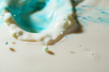 Mixture of blue sea salt soft serve ice cream