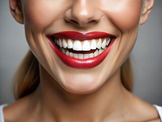 Sparkling White Smile: Close-up of Happy Woman's Teeth After Whitening Treatment