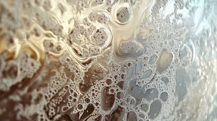Abstract Close-Up of Water Droplets and Bubbles on a Surface