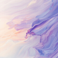 Fototapeta premium Soft pastel abstract painting with flowing lavender and peach hues