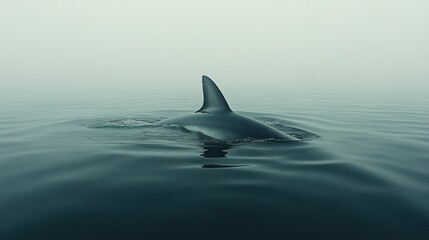 Naklejka premium Orca surfacing foggy ocean, wildlife