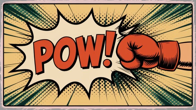 A vibrant comic-style illustration featuring a punch with the bold text 'POW!' in dynamic colors and lines, evoking excitement and action.