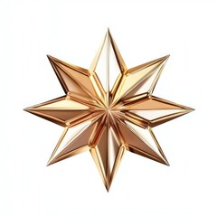 Obraz premium Gold eight-pointed star, 3D render, isolated, white background, holiday decor
