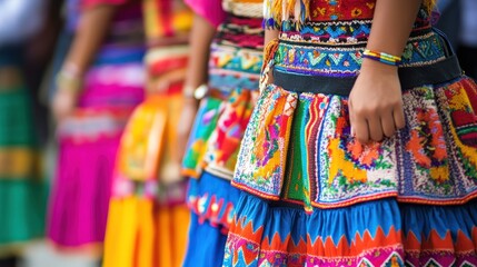 Colorful Embroidered Skirt with Fringe and Beading
