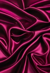 Obraz premium Closeup of rich crimson silk fabric, elegantly draped with soft waves and folds, showcasing its luxurious texture and dark deep color