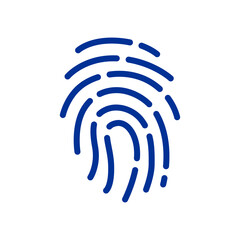 Fingerprint single icon. line design in blue color, simple design isolated on white background.