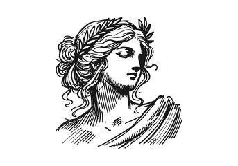 Greek Goddess Aphrodite hand drawn sketch vector