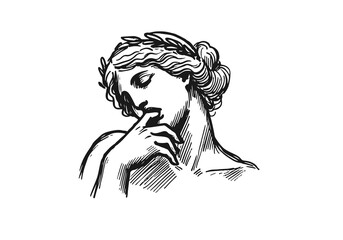 Greek Goddess Aphrodite hand drawn sketch vector