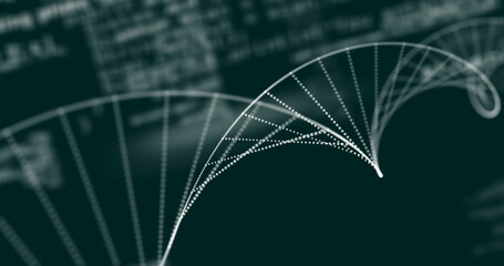 DNA strand and binary coding, scientific data processing image