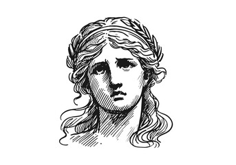 Greek Goddess Aphrodite hand drawn sketch vector