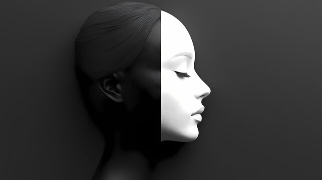 Light & shadow divide: a stark visual of light and shadow, embodying contrast and duality. minimalist monochrome background. chiaroscuro lighting. illustration. Chiaroscuro Contrast. Illustration