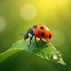 Naklejka premium ladybird on a leaf