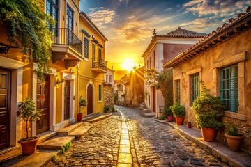 Naklejka premium Vintage Cityscape of Athens, Greece