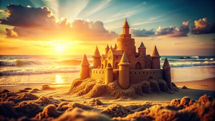 Vintage Sandcastle Beach Photo: Sun-Kissed Memories