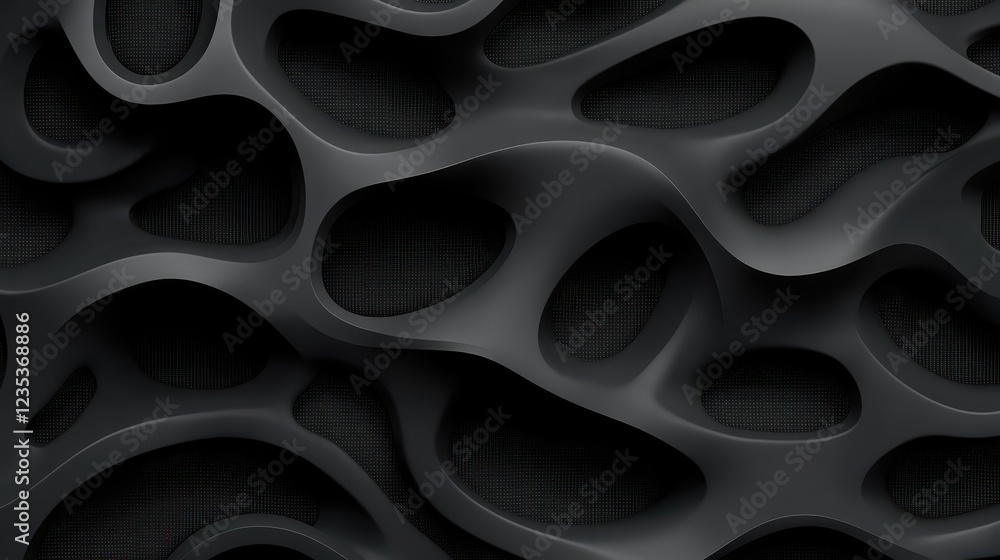 Poster dynamic black abstract background with flowing wavy lines for modern design