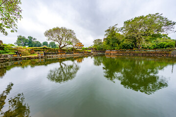 Obraz premium Hue - Vietnam. December 08, 2015. Imperial Enclosure Top choice historic site in Hue, Vietnam. Dai Noi Palace Complex of Hue Monuments. The place that leads to the palaces of kings, is the official 