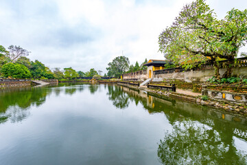 Obraz premium Hue - Vietnam. December 08, 2015. Imperial Enclosure Top choice historic site in Hue, Vietnam. Dai Noi Palace Complex of Hue Monuments. The place that leads to the palaces of kings, is the official 