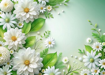White Flowers Creative Composition with Copy Space for Mother's Day, Birthday, or Wedding