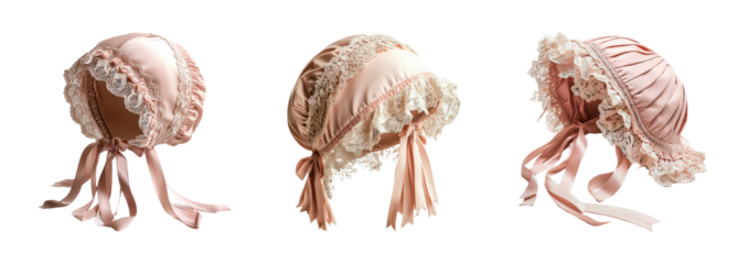 Elegant Baby Bonnet in Soft Pink Fabric