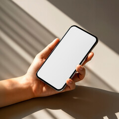 Hand Holding Smartphone with Window Shadows