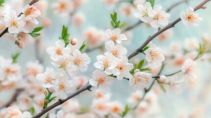 Fototapeta premium Branches adorned with delicate blooming flowers capturing springtime beauty