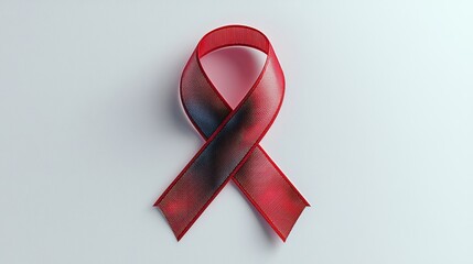 Red awareness ribbon symbolizing support for health causes against a neutral background