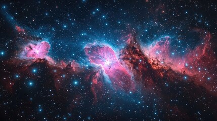 Stunning cosmic nebula showcasing vibrant colors and star formations in space