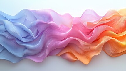 Colorful flowing fabric waves in soft pastel hues creating a serene backdrop