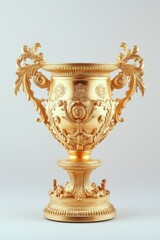 Fototapeta premium Ornate gold vase, studio shot, light background, award ceremony