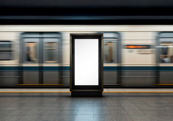 Blank advertisement display in a subway station