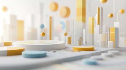Abstract Business Analytics with Geometric Shapes and Bright Color Palette