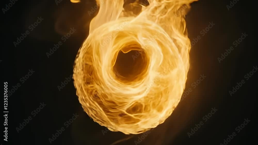 Poster flaming vortex creates mesmerizing circular pattern in dark environment showcasing intense heat and 