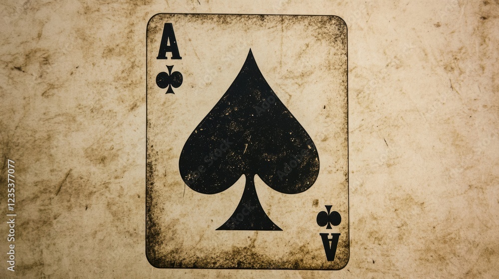 Poster classic playing card design featuring the ace of spades on a textured background. generative ai