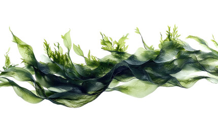 Aquatic Greenery: An artful arrangement of aquatic plants, with vibrant green hues and fluid forms, creating a visually engaging composition. 