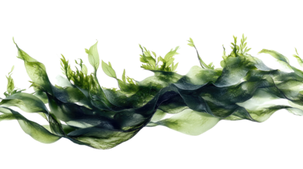 Aquatic Greenery: An artful arrangement of aquatic plants, with vibrant green hues and fluid forms, creating a visually engaging composition. 