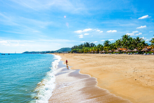 Nha Trang - Vietnam. December 13, 2015. Forming a magnificent sweeping arc, Nha Trang's 6km-long golden-sand beach is the city's trump card.