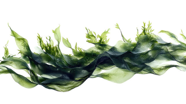 Aquatic Greenery: An artful arrangement of aquatic plants, with vibrant green hues and fluid forms, creating a visually engaging composition. 
