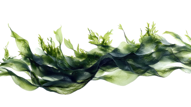 Aquatic Greenery: An artful arrangement of aquatic plants, with vibrant green hues and fluid forms, creating a visually engaging composition. 