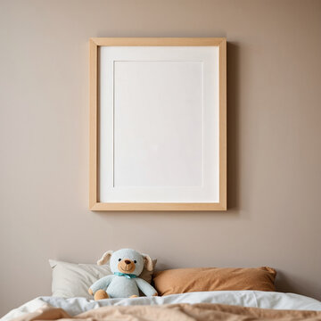 Picture frame mockup kids room beige