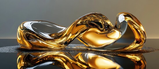 Abstract Gold Sculpture: A Wave of Luxury and Modern Design