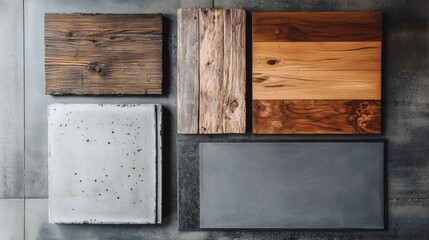Collection of Textured Materials Wood, Concrete, and Slate Samples
