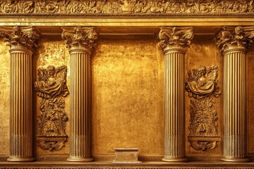 Obraz premium Golden Architectural Masterpiece: Gilded Columns and Intricate Carvings