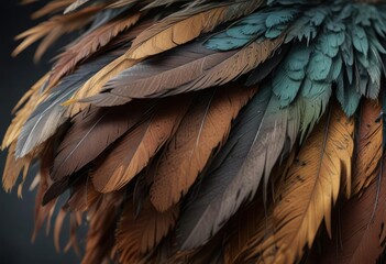 Obraz premium Detailed image of a bird's feathers and plumage with a blurred background, wildlife, plumage, feather