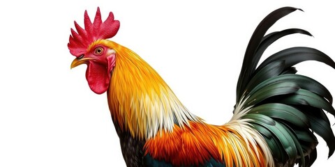 Fototapeta premium Detailed shot of Marans rooster in isolation, rustic, farm